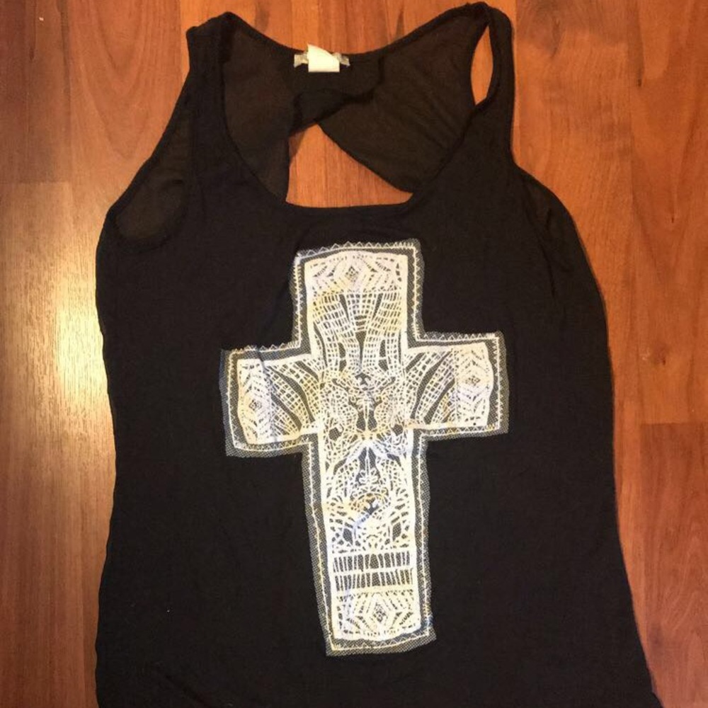 Black cross tank top